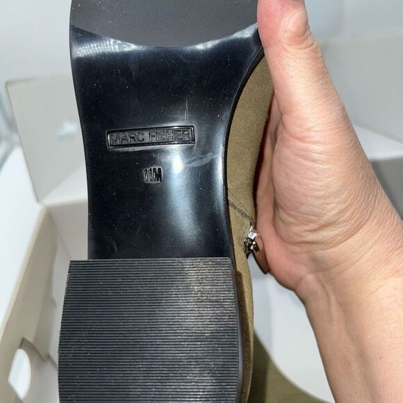 Marc Fisher Pointy Toe Booty in Medium Green Suede - Picture 3 of 9